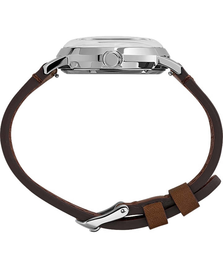 Marlin® Automatic California Dial 40mm Leather Strap Watch Stainless-Steel/Brown/Natural large