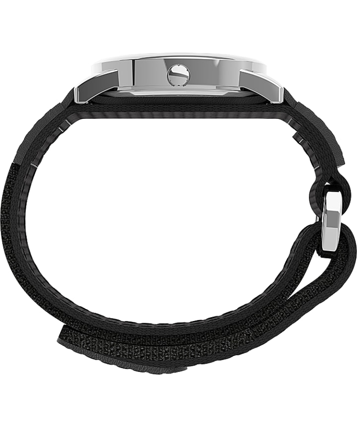 Easy Reader® 35mm Fabric Fast Wrap® Strap Watch Silver-Tone/Black/White large