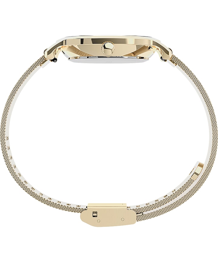 Transcend™ 31mm Stainless Steel Mesh Band Watch Gold-Tone/White large
