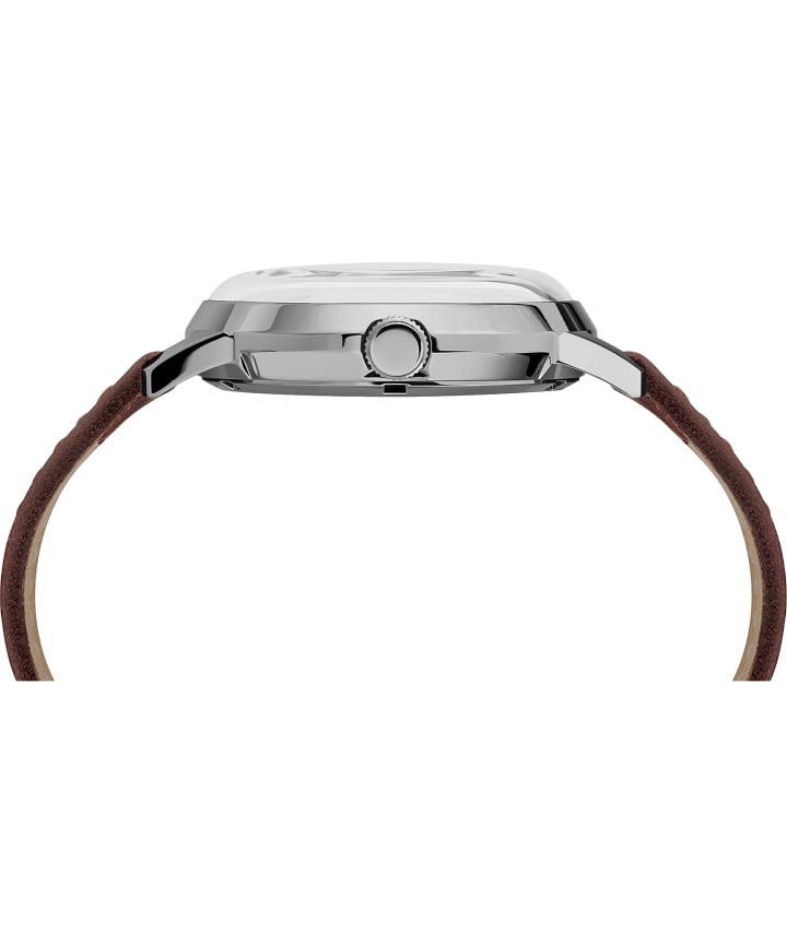 Marlin® Automatic 40mm Leather Strap Watch Featuring New York Yankees™ Stainless-Steel/Brown/Silver-Tone large