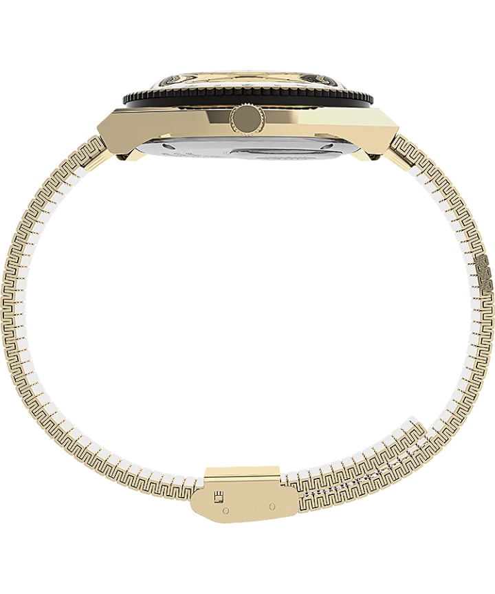 Q Timex 36mm Stainless Steel Bracelet Watch Gold-Tone/Cream large