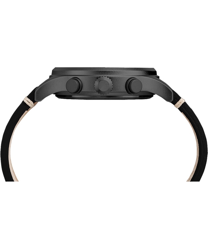 Zegarek Expedition Scout Chronograph z kopertą 42 mm i skórzanym paskiem Black large