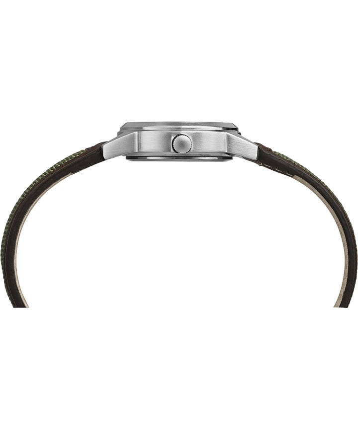 Expedition Field Mini 26mm Leather Strap Watch Chrome/Brown/Green large