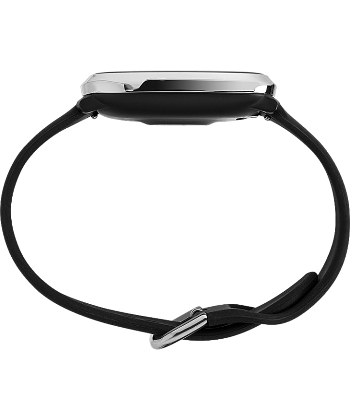 iConnect® by Timex Premium Active 36mm Silicone Strap Smartwatch Silver-Tone/Black large