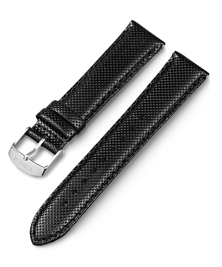 Bracelet en cuir noir à dégagement rapide 20 mm Black large