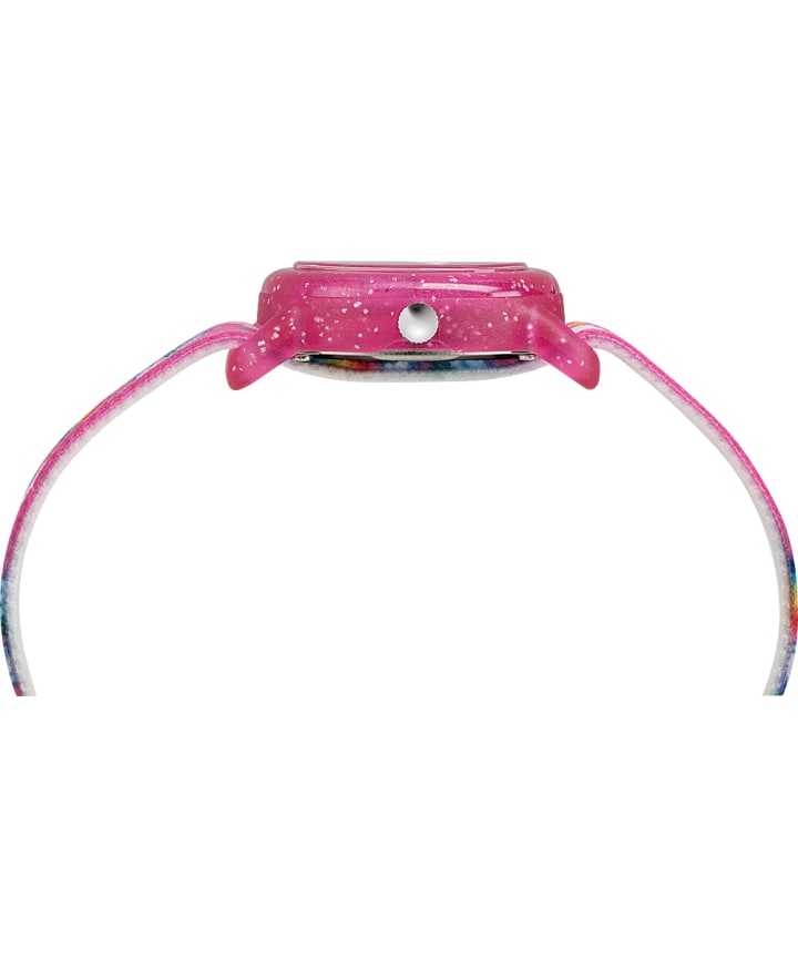 Kids Analog 28mm Elastic Fabric Strap Watch Pink/White large