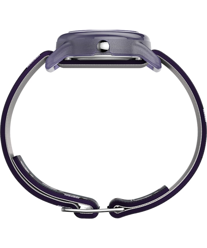 Kids Analog 28mm Elastic Fabric Strap Watch Purple/White large