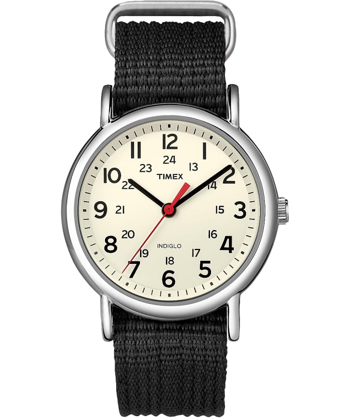 Weekender 38mm Nylon Strap Watch Silver-Tone/Black/Cream large