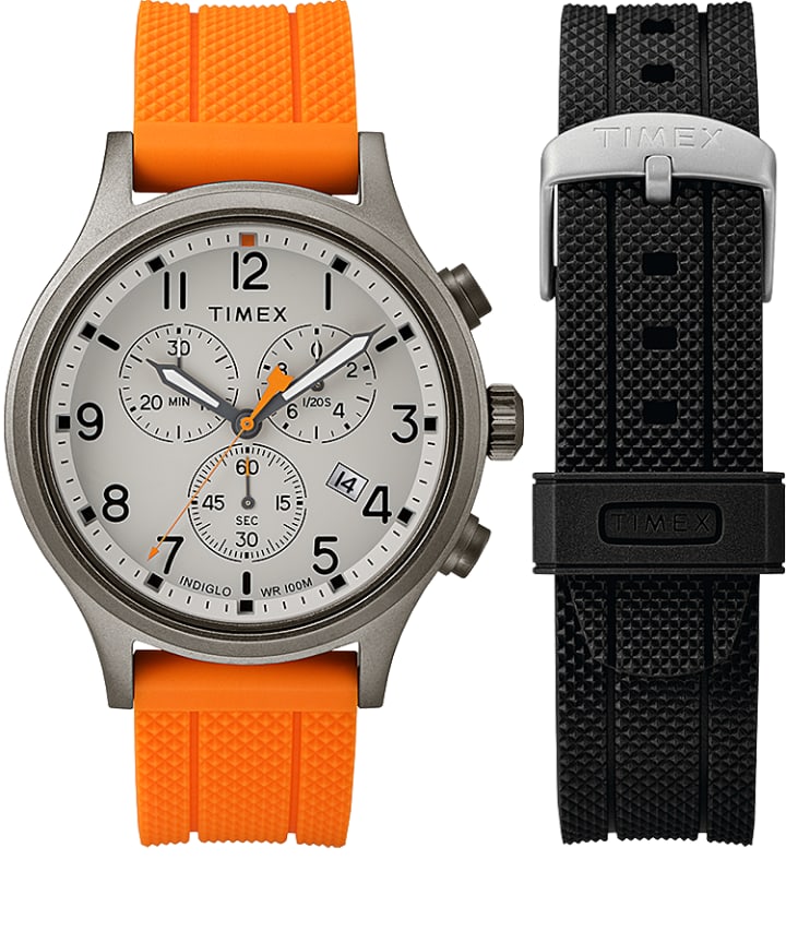 Gift set Allied Chronograph 42 mm e cinturino extra Gray/Orange large