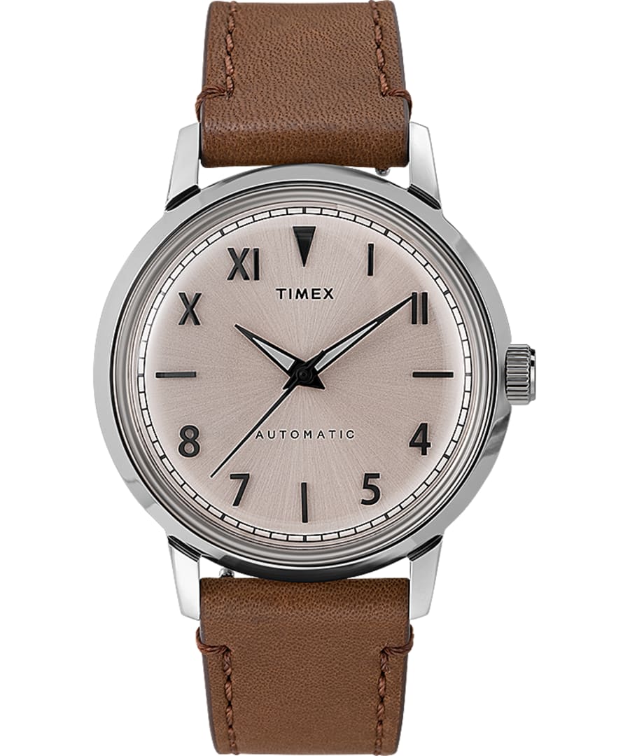 timex marlin california automatic dial strap leather 40mm cali header point watches brown introducing brings