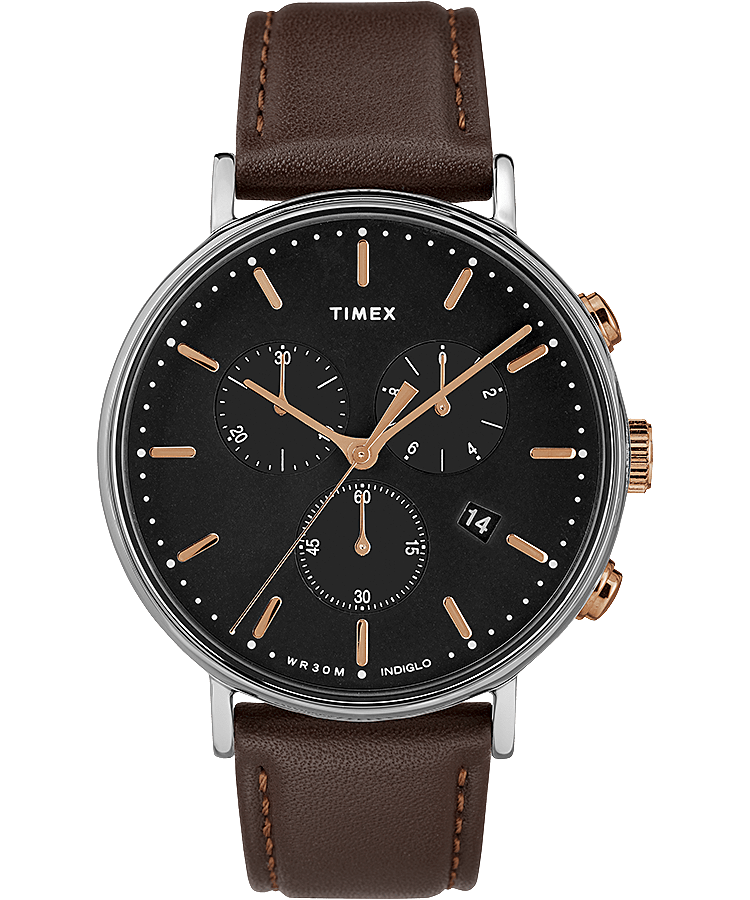 Fairfield Chronograph 41mm Leather Watch | Timex