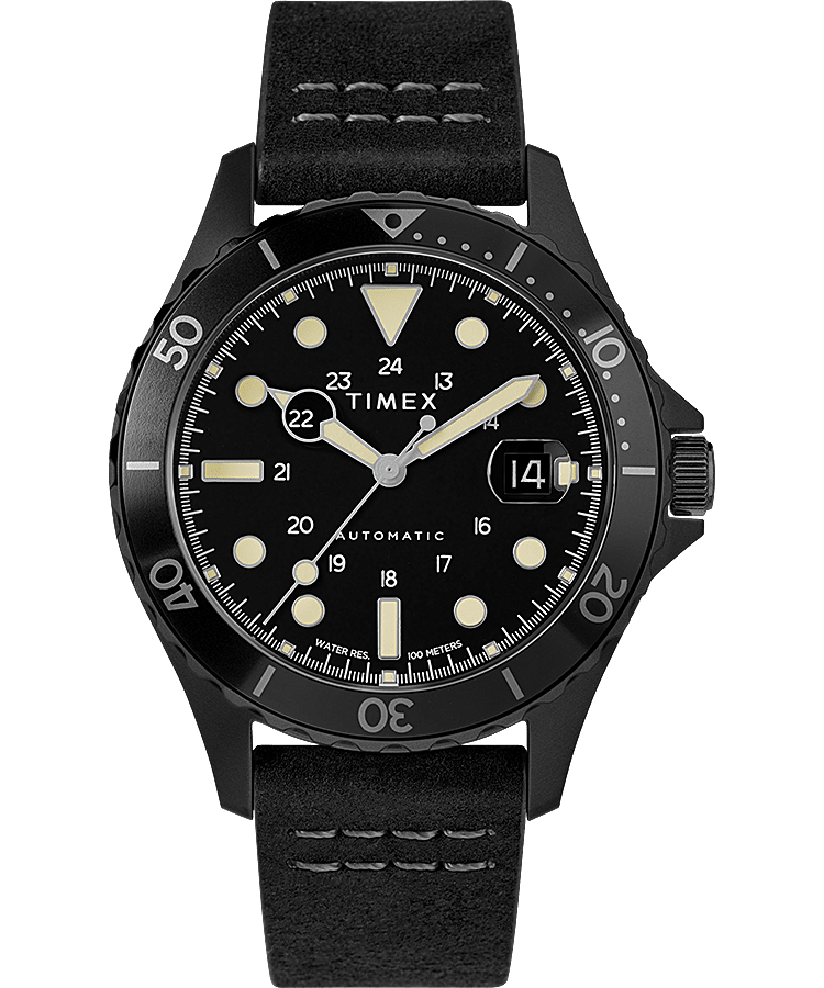 Navi XL Automatic 41mm Leather Strap Watch - Timex CA
