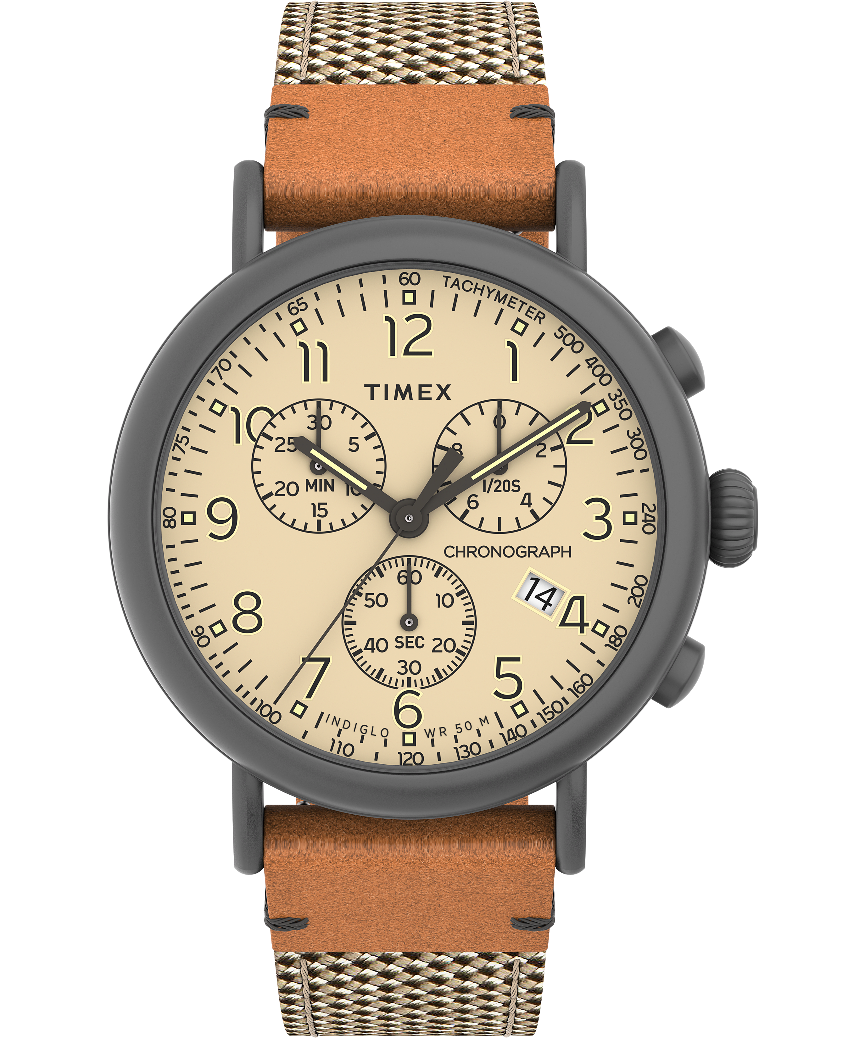 Timex Standard Chronograph 41mm Fabric and Leather Strap Watch - Timex EU