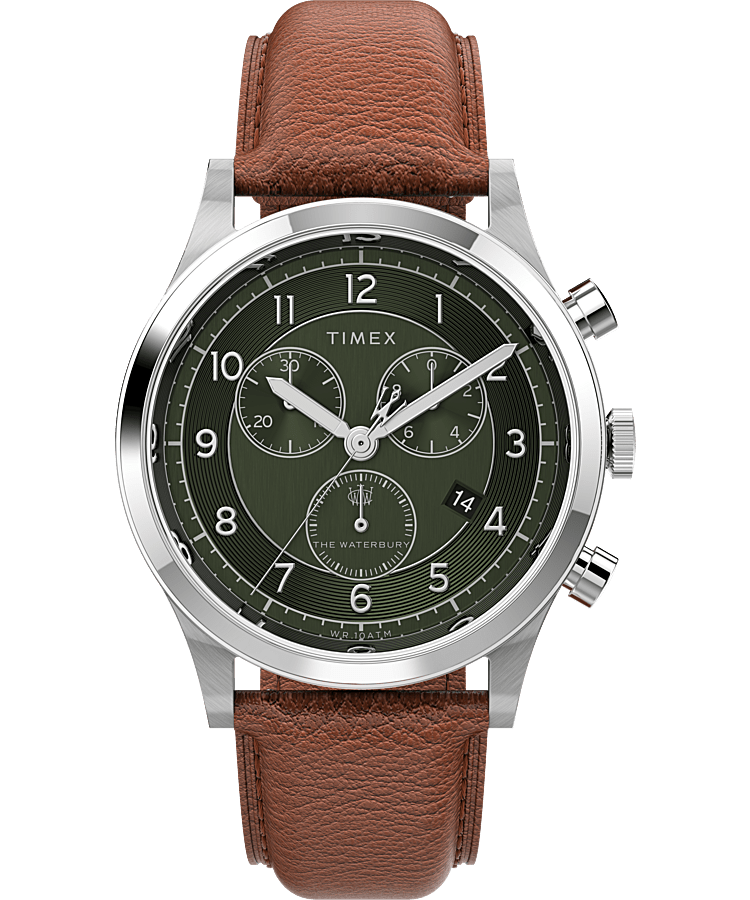Waterbury Traditional Chronograph 39mm Leather Strap Watch - Timex US