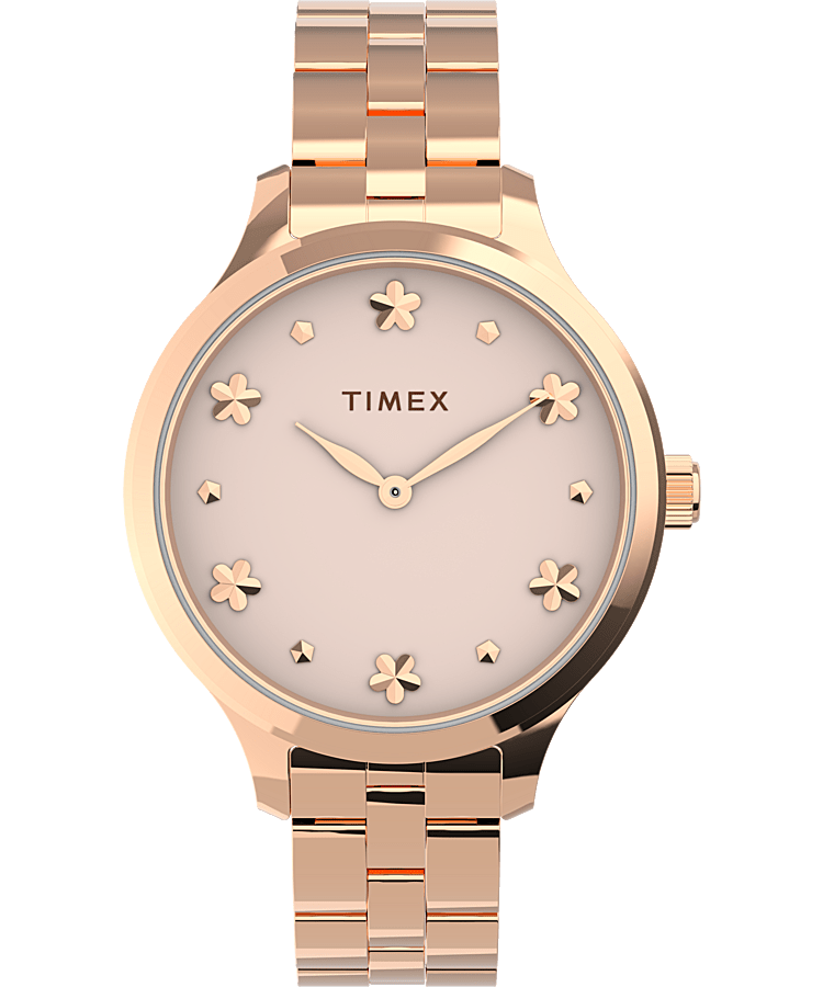 Timex Women's Pink & Gold Toned Water Resistant Wristwatch WORKING!