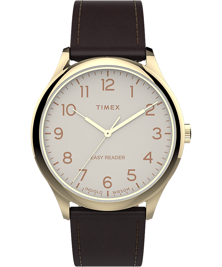 Easy Reader® 40mm Leather Strap Watch Timex CA