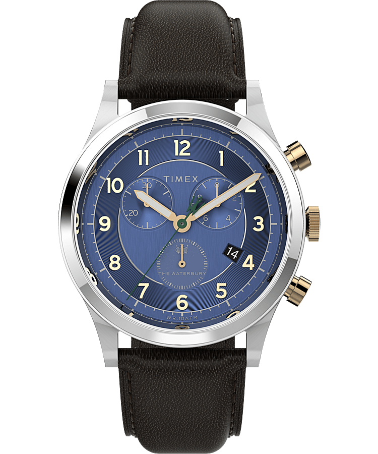 Waterbury Traditional Chronograph 42mm Leather Strap Watch - Timex US