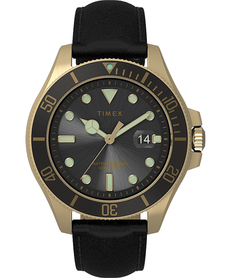 Harborside Coast 43mm Leather Strap Watch - Timex EU