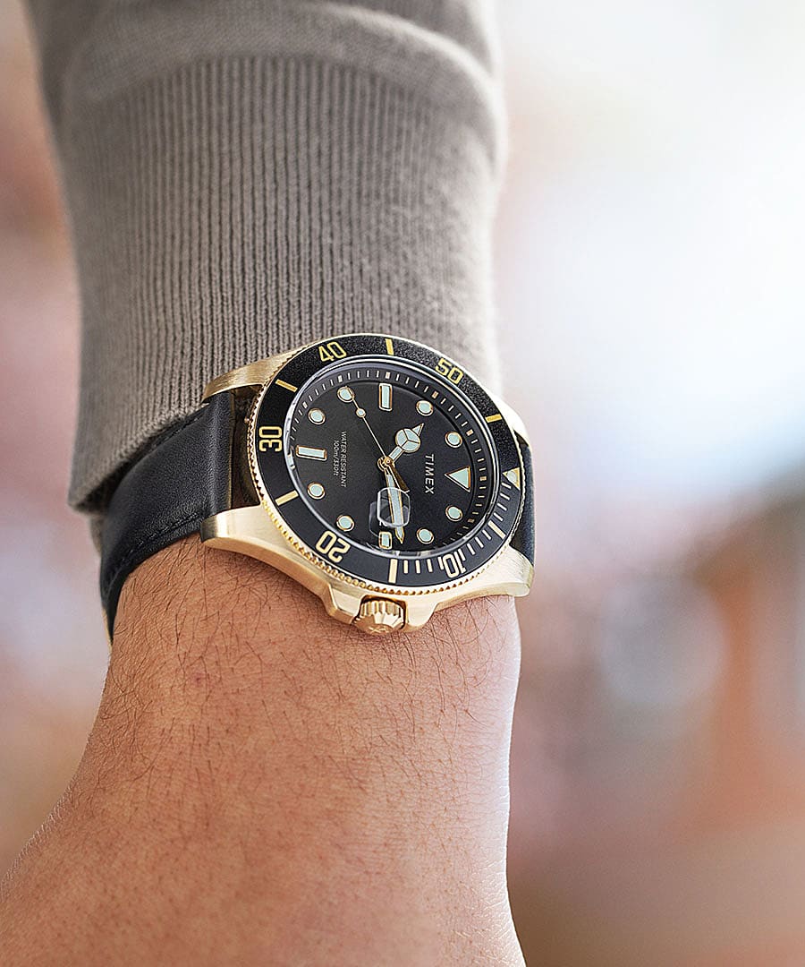 Harborside Coast 43mm Leather Strap Watch - Timex CA