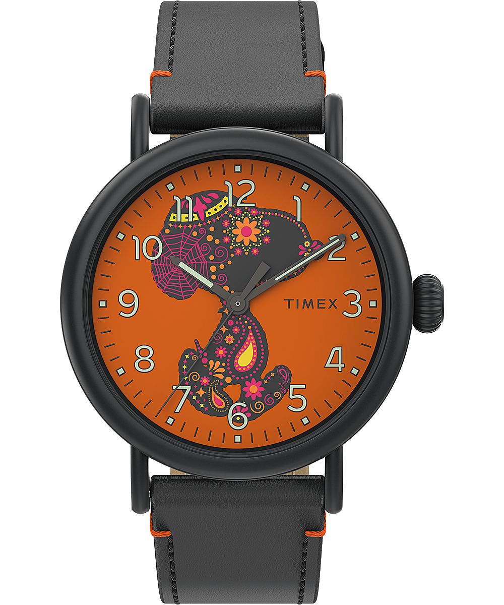 Timex Standard X Peanuts Featuring Snoopy Dia De Los Muertos 40mm Leather Strap Watch Large