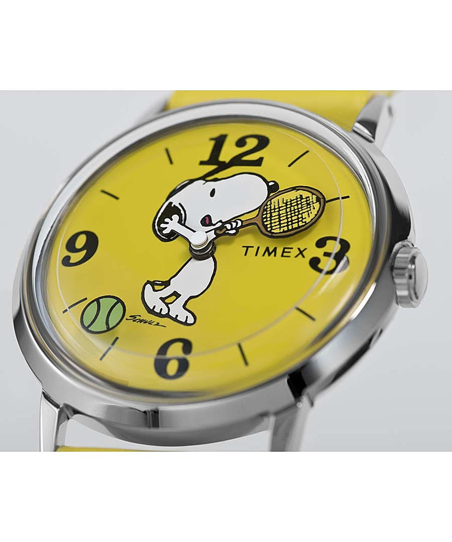 Timex Marlin Hand Wound x Snoopy Tennis Reissue 34mm Leather Strap Watch -  Timex US