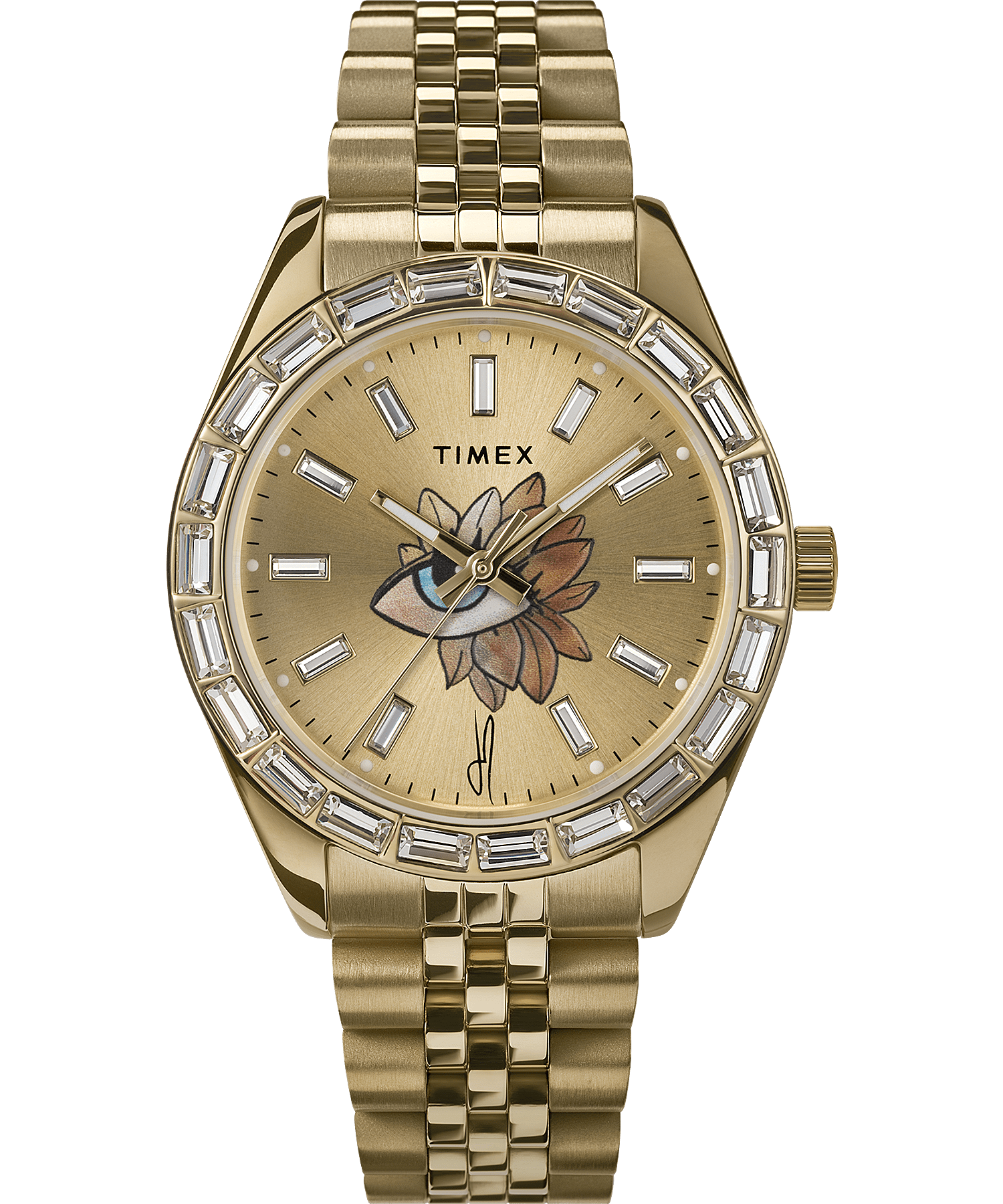 Timex Legacy x Jacquie Aiche Gold Sunray Dial with Flower Tribe Eye