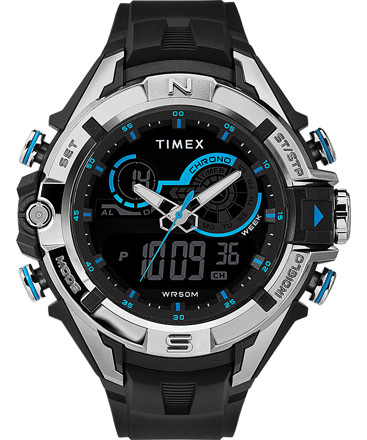 timex men's guard dgtl bold combo resin strap watch
