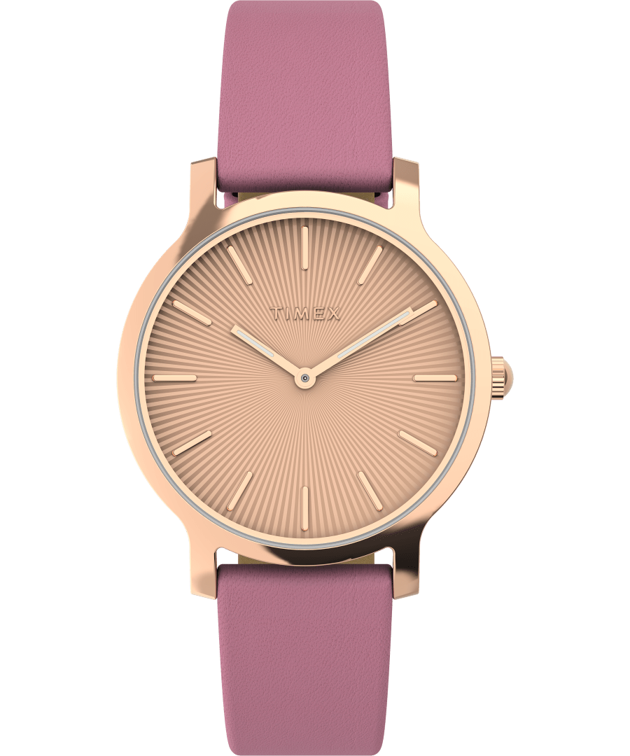 Transcend 34mm Leather Strap Watch