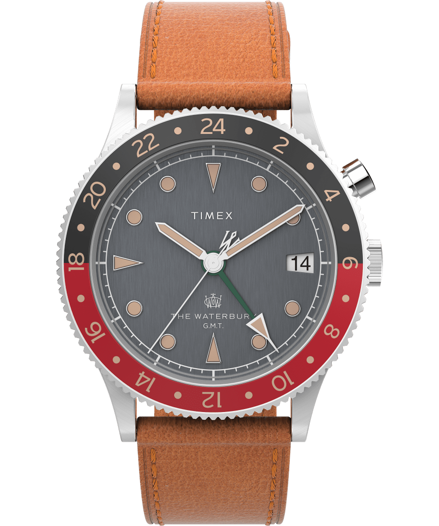 Waterbury Traditional GMT 39mm Leather Strap Watch