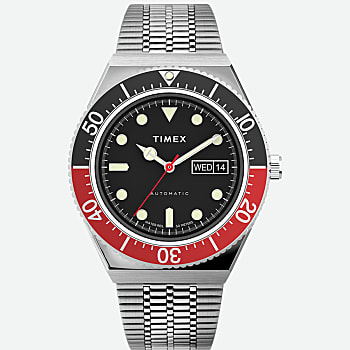 Front View of M79 Automatic 40mm Stainless Steel Bracelet Watch Stainless-Steel/Black/Red 1.0