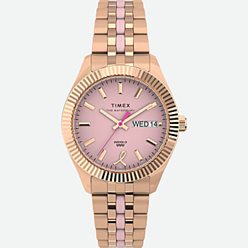 Front View of Timex Legacy Boyfriend x BCRF 36mm Stainless Steel Bracelet Watch Rose-Gold-Tone/Pink 1.0