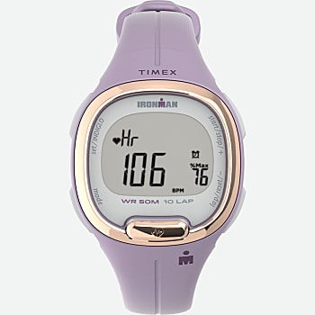 Front View of Timex Ironman HeartFIT™ Transit+ 33mm Resin Strap Activity and Heart Rate Watch Purple/Rose-Gold-Tone 1.0