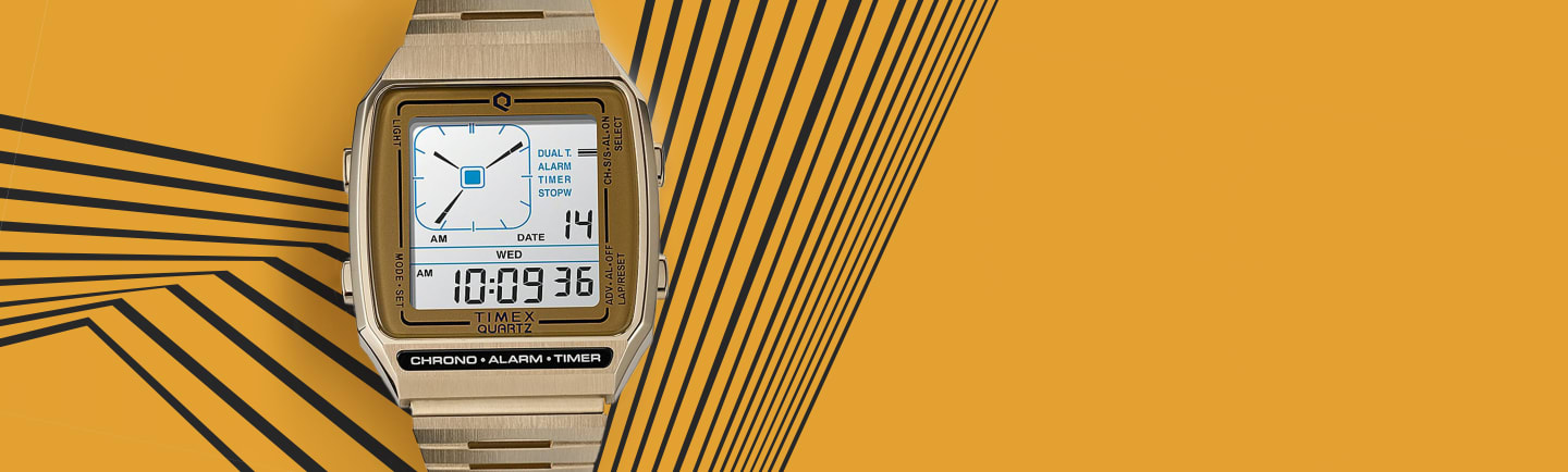 Q Timex Reissue Digital LCA Watch.