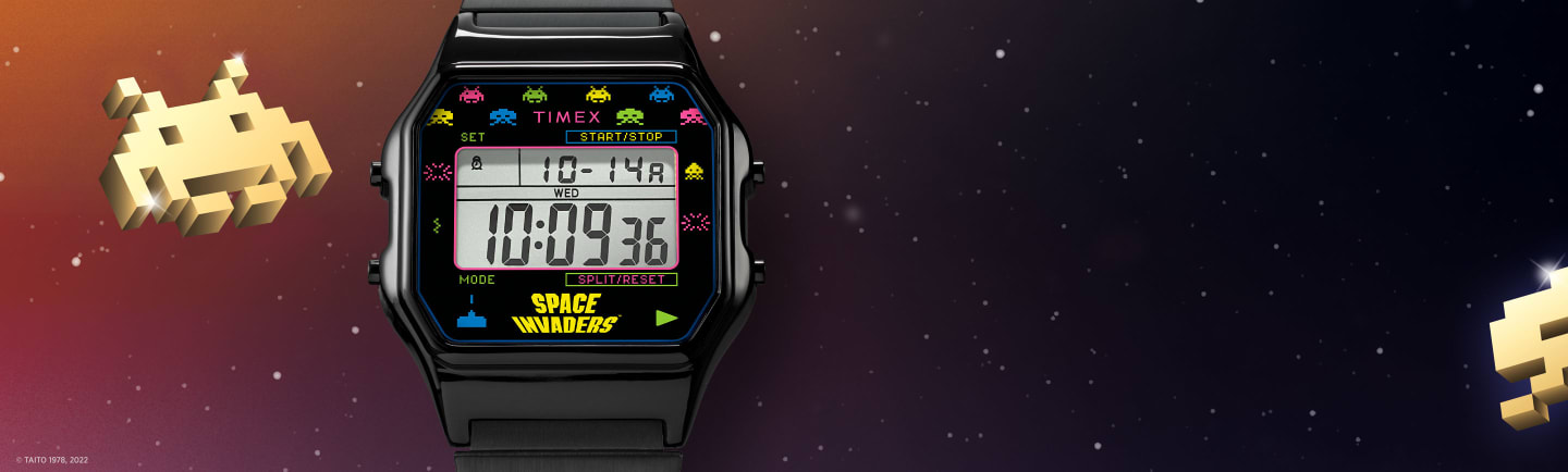 Timex T80 x SPACE INVADERS Expansion Band Watch.