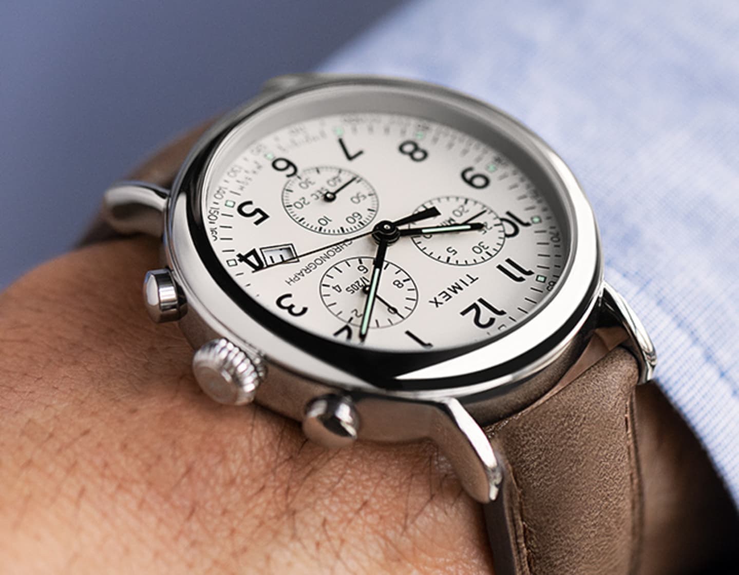Timex Standard Chronograph Leather Strap Watch.