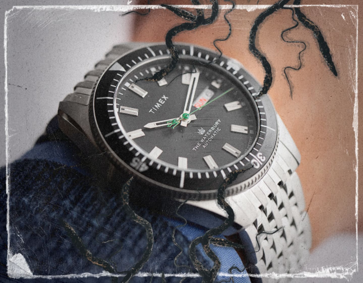 Waterbury Dive Automatic Stainless Steel Bracelet Watch.
