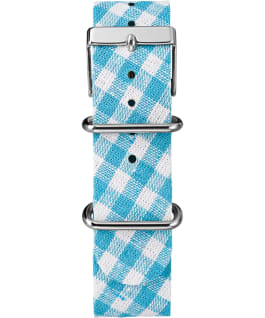 Weekender Patterns 38mm Fabric Strap Watch Chrome/Blue/White large