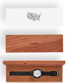 American Documents 41mm Leather Strap Watch Stainless-Steel/Black/White large
