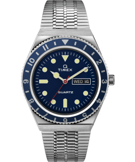 Q Timex Reissue 38mm Stainless Steel Bracelet Watch Stainless-Steel/Blue/Blue large