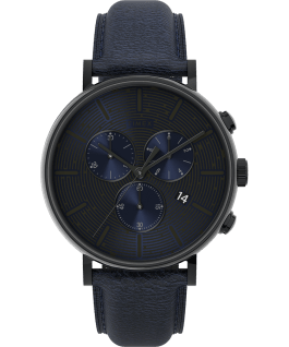 Fairfield Chronograph 41mm with Textured Leather Strap Watch Black/Blue large