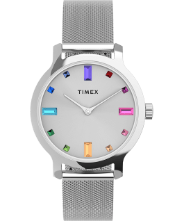 Transcend Malibu 31mm Stainless Steel Mesh Band Watch Silver-Tone large