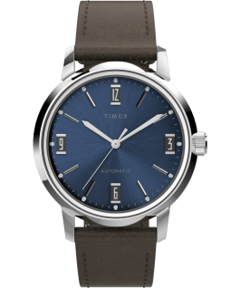 Marlin Automatic 40mm Leather Strap Watch Stainless-Steel/Brown/Blue large