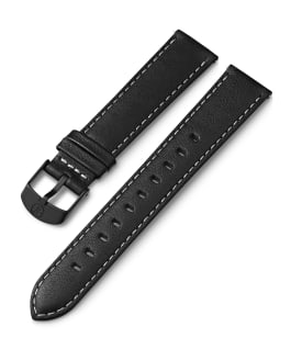 18mm Leather with White Stitching Strap Black large