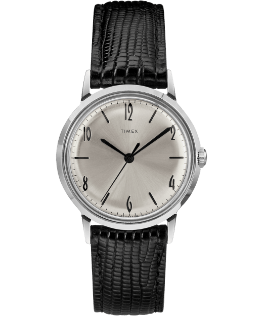 Marlin 34mm Hand Wound Leather Strap Watch Timex