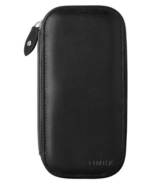 Black Leather Watch Case For 2 Watches Timex Us