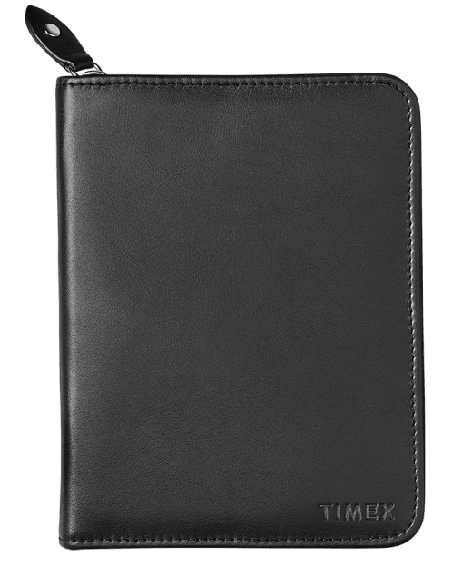 Black Leather Watch Case For 2 Watches Plus Passport Timex Us