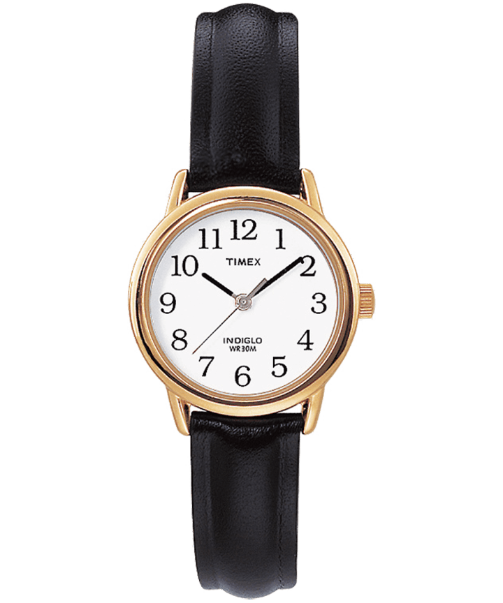 Easy Reader 25mm Leather Strap Watch Gold-Tone/Black/White large