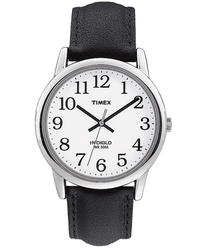 Easy Reader 35mm Leather Strap Watch Silver-Tone/Black/White large