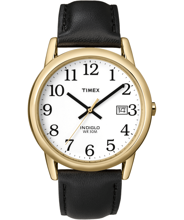 Easy Reader 35mm Leather Strap Watch Gold-Tone/Black/White large