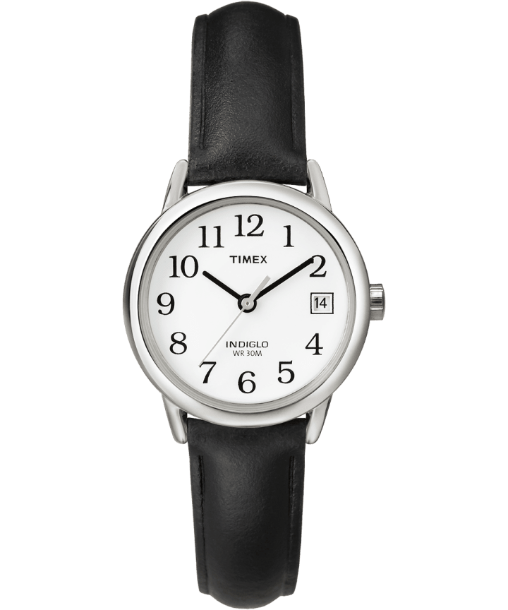 Easy Reader 25mm Leather Strap Watch Silver-Tone/Black/White large